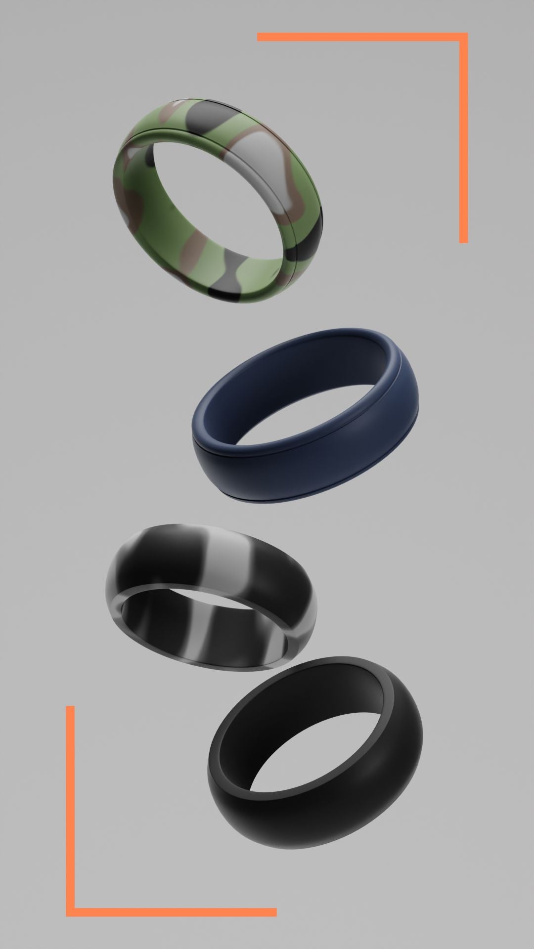 SMTCoffee - Silicone Wedding Rings for Men - 4 Rings - Wedding Bands Design 8.7mm Wide - 2.5mm Thickness