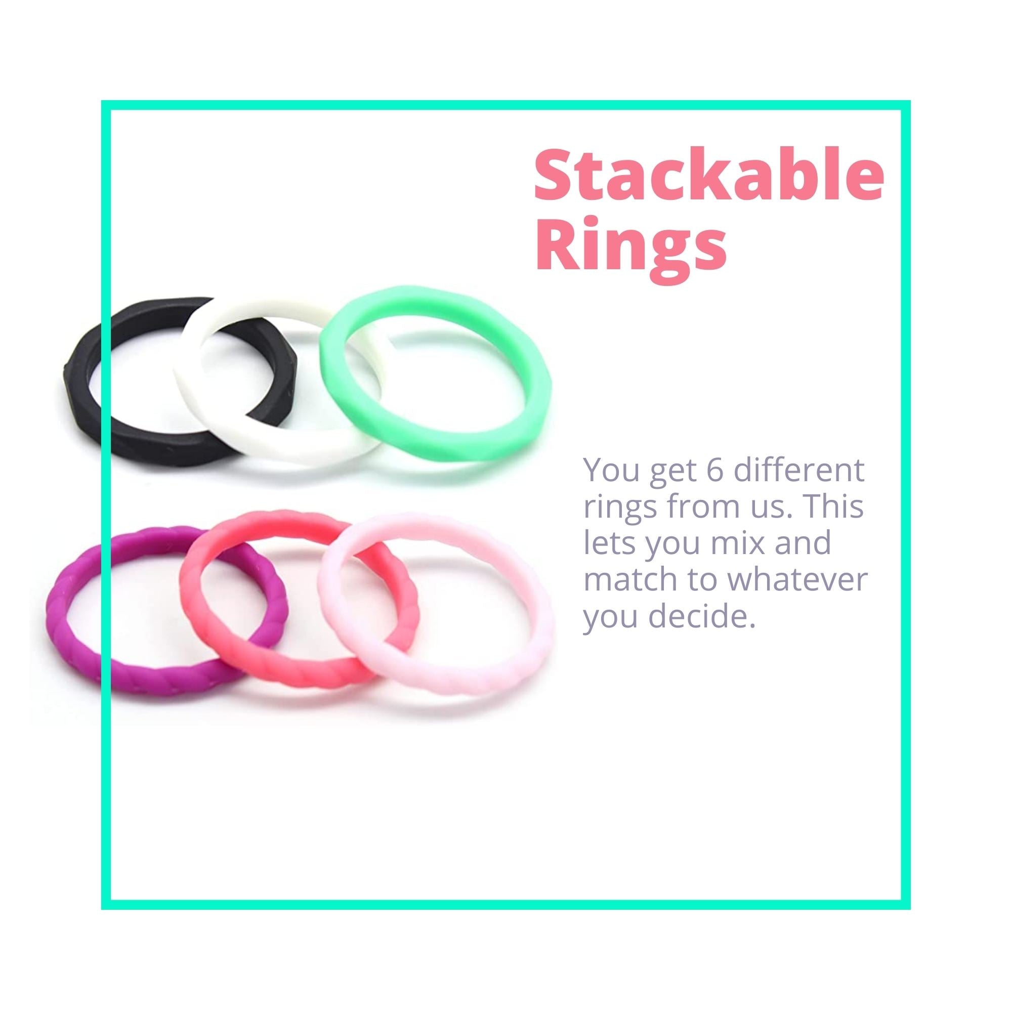 6 colors stackable silicone rings smtcoffee