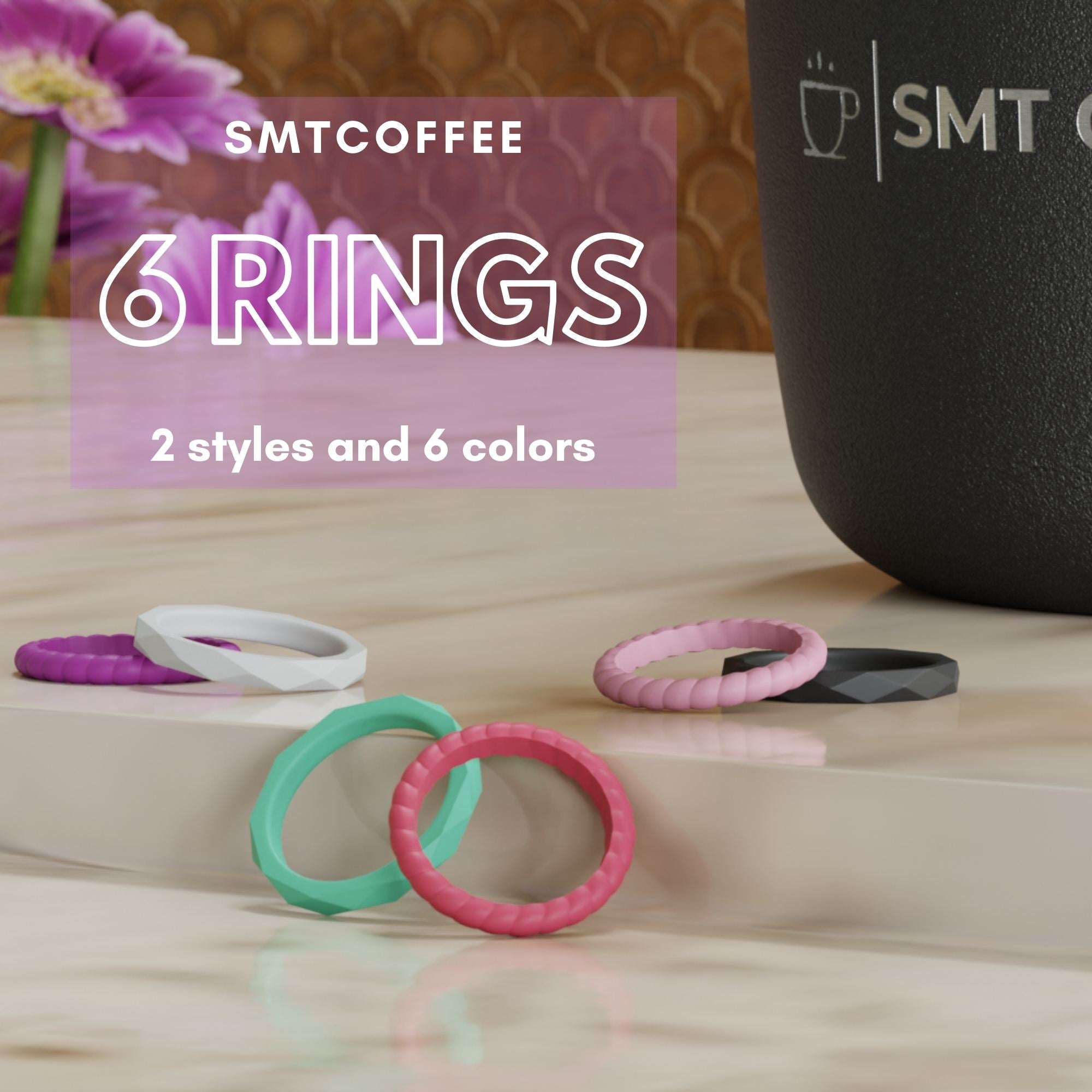 stackable silicone wedding rings for women. comes with 6 colors 2 styles smtcoffee